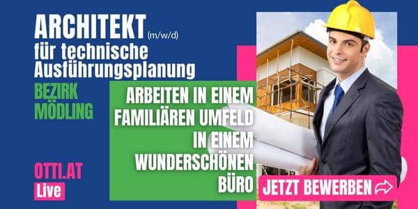 Arbeiten im Büro und denken Sie sind zu Hause. Familiäres Umfeld, herrliche Aussicht in die Natur, Mittagspause auf der Terrasse. Modernste Programme, tolle Projekte. Das gibt es hier! Für unseren Kunden ein modernes Architekturbüro im Bezirk Mödling, öffentlich sehr gut erreichbar, suchen wir einen Architekten für die technische Ausführungsplanung m/w/d TZ oder VZ