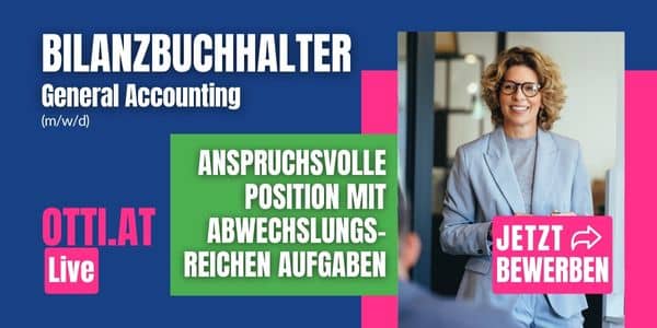 Bilanzbuchhalter/ General Accounting (m/w/d): Job & Karriere – Ob Sie bereits eine umfangreiche Berufserfahrung besitzen oder am Anfang Ihrer Karriere stehen - in der Bilanzbuchhaltung gibt es viele spannende Möglichkeiten. Hier sind einige der interessanten Stellenangebote, die wir gerade in diesem Bereich haben: https://www.otti.at/web/jobs/kat_4_bilanzbuchhaltung/